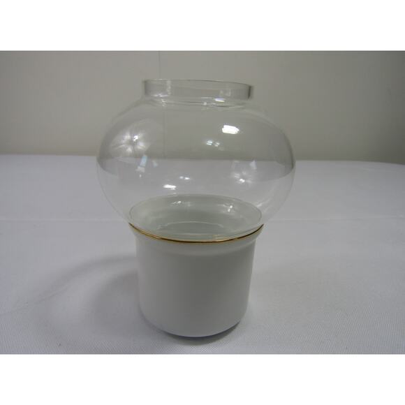 Porcelain Mini Hurricane with Candle Home Decor Glass Light Lantern Open Box - Picture 3 of 11